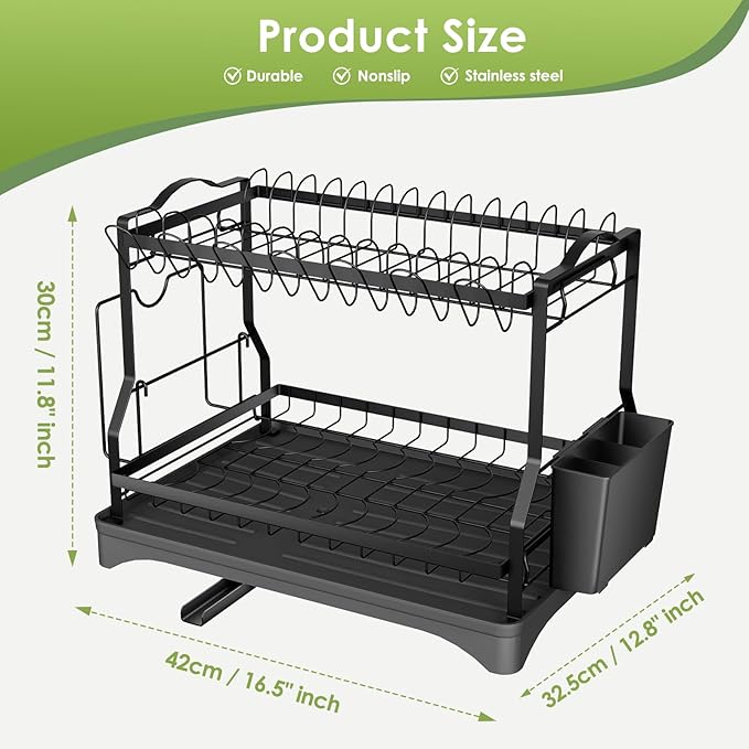 Escurridor Rack De Platos Negro 2 Nivele Últimas Unidades Disponibles, OFERTA IMPERDIBLE 🛒